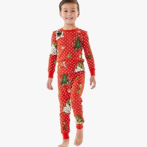 Pottery barn kids Festive grinch Red Kids Pajamas sz 8